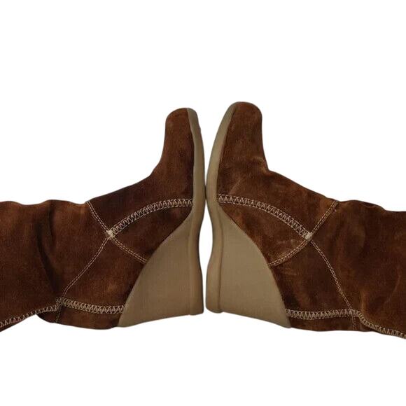 Y2K Kenneth Cole Brown Suede Knee High Wedge Boots Size US 6 - Picture 5 of 9